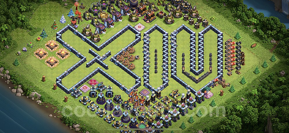 TH14 Funny Troll Base Plan with Link, Copy Town Hall 14 Art Design 2021, #2