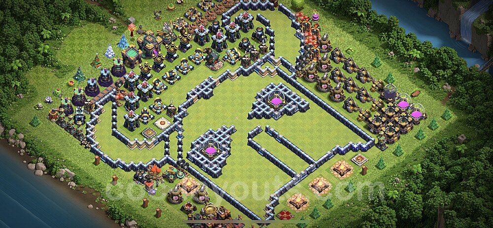 TH14 Funny Troll Base Plan with Link, Copy Town Hall 14 Art Design, #21