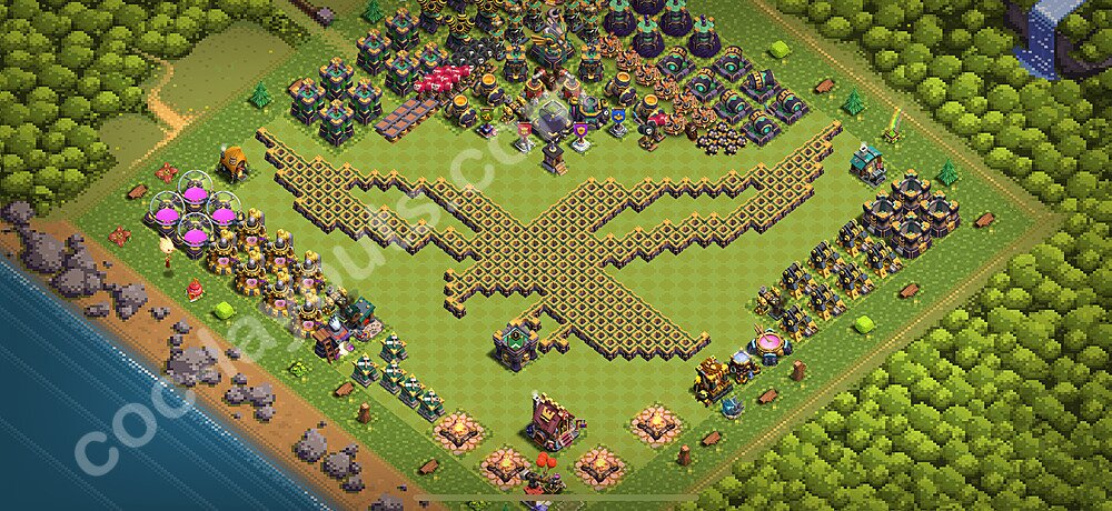 Ustawienie baza Troll Funny TH14 z linkiem - Ratusz poziom 14 - COC 2026 - #30