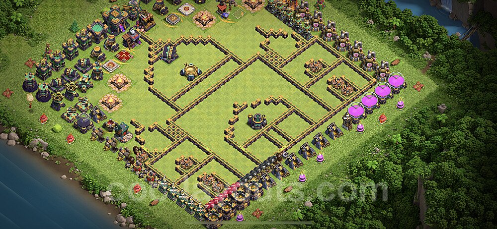 TH14 Funny Troll Base Plan with Link, Copy Town Hall 14 Art Design 2023, #32