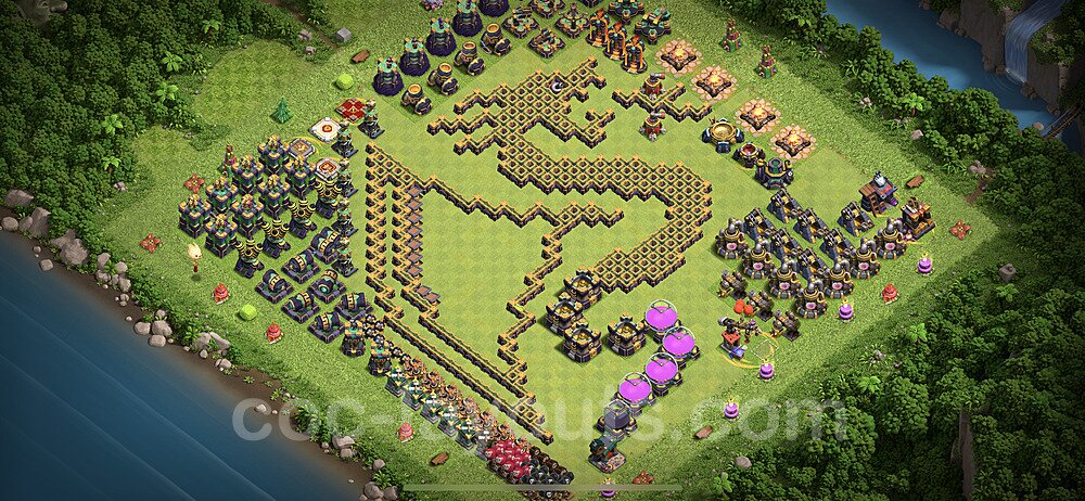 TH14 Funny Troll Base Plan with Link, Copy Town Hall 14 Art Design 2023, #33