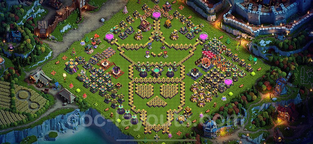 Municipio livello 14 Troll Funny Base + Link - Miglior Art Disposizione Villaggio COC 2025 TH14 - #36