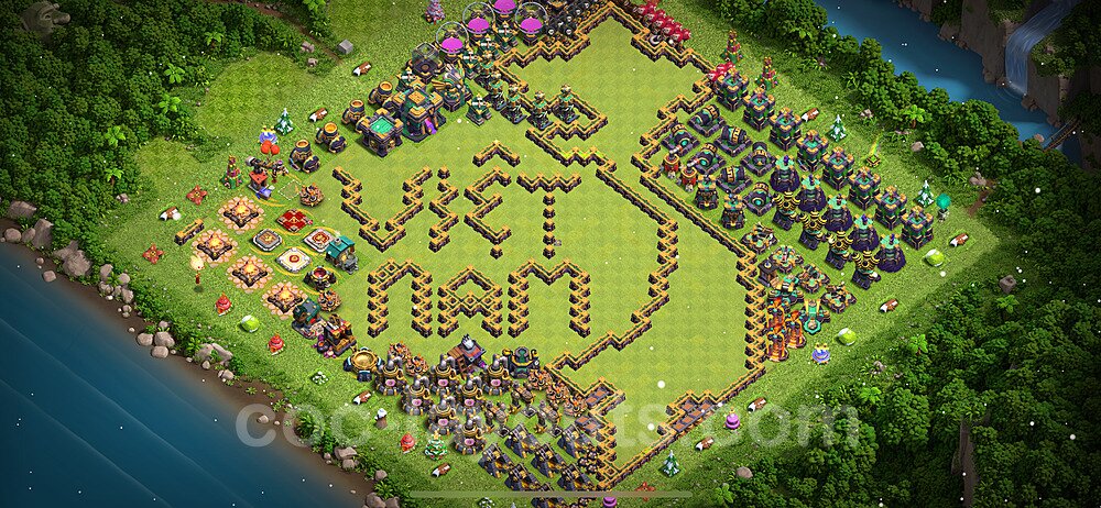 TH14 Funny Troll Base Plan with Link, Copy Town Hall 14 Art Design 2023, #37