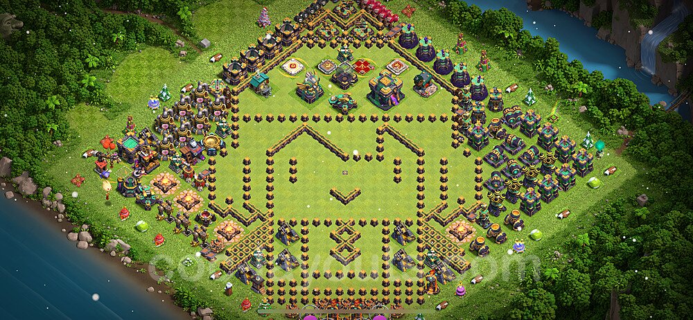 TH14 Funny Troll Base Plan with Link, Copy Town Hall 14 Art Design 2024, #38