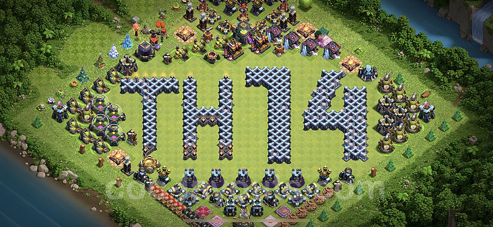 TH14 Funny Troll Base Plan with Link, Copy Town Hall 14 Art Design 2021, #7