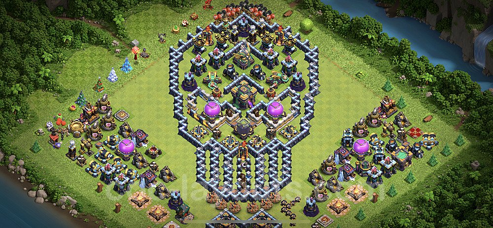 TH14 Funny Troll Base Plan with Link, Copy Town Hall 14 Art Design 2021, #9