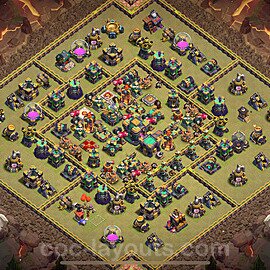 Die Clan War Base RH14 + Link, Anti Alles, Hybrid 2023 - COC Rathaus Level 14 Kriegsbase (CK / CW) - #104