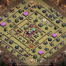 TH14 Anti 3 Stars CWL War Base Plan with Link, Copy Town Hall 14 Design 2023, #146