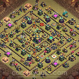 TH14 Anti 2 Stars CWL War Base Plan with Link, Legend League, Copy Town Hall 14 Design 2023, #22