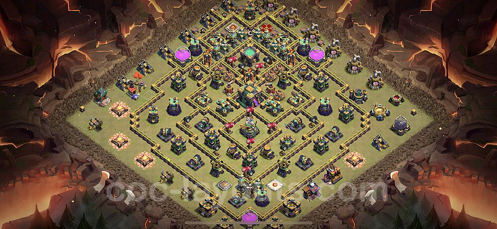 TH14 Anti 2 Stars CWL War Base Plan with Link, Legend League, Copy Town Hall 14 Design 2023, #171