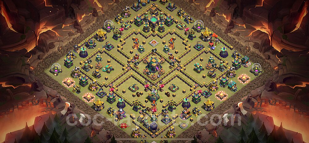 TH14 War Base Plan with Link, Copy Town Hall 14 CWL Design 2024, #197