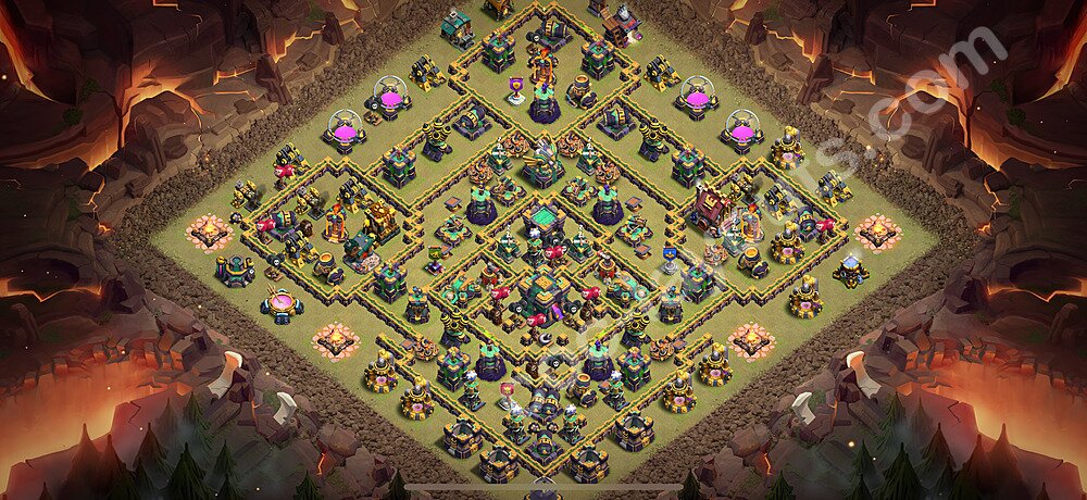 Diseño de aldea para Guerra Anti 2 Estrellas Ayuntamiento 14 Copiar, Liga de Leyenda - COC TH14 Perfecta Distribucion 2026 + Enlace - #200