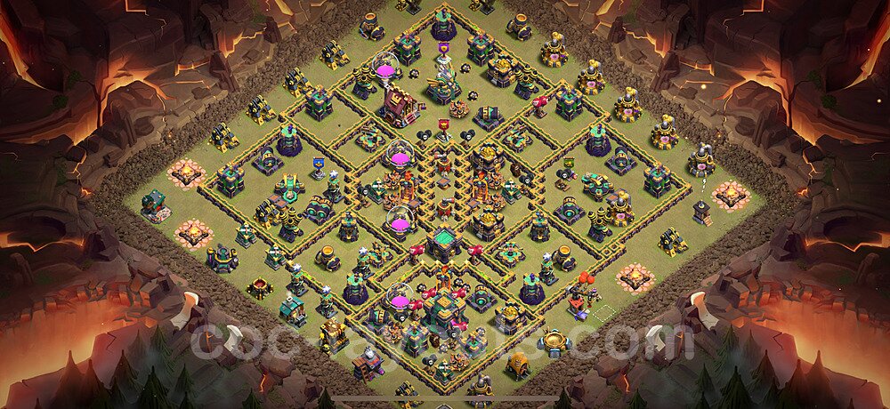 TH14 War Base Plan with Link, Anti Everything, Copy Town Hall 14 CWL Design 2025, #201