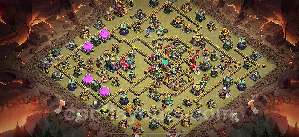 TH14 War Base Plan with Link, Anti Everything, Copy Town Hall 14 CWL Design 2025, #206