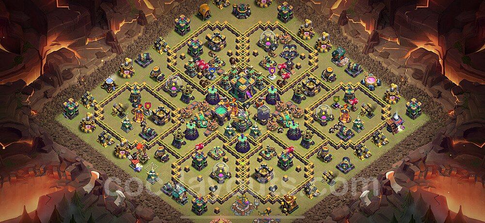 TH14 Anti 2 Stars CWL War Base Plan with Link, Anti Air / Electro Dragon, Copy Town Hall 14 Design 2025, #207
