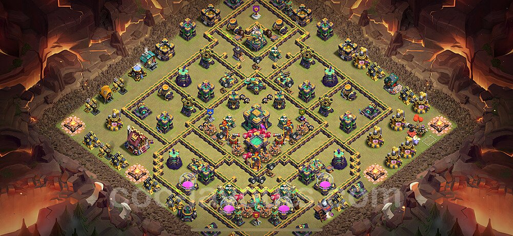 TH14 Anti 3 Stars CWL War Base Plan with Link, Anti Everything, Copy Town Hall 14 Design 2025, #211