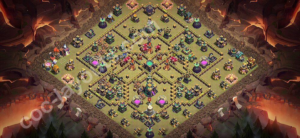 Municipio livello 14 Base di Guerra + Link, Anti Air / Electro Dragon - Anti 3 Stelle Disposizione Villaggio COC 2026 TH14 - #244