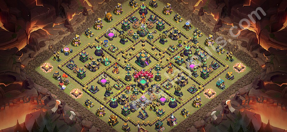 TH14 Anti 2 Stars CWL War Base Plan with Link, Hybrid, Copy Town Hall 14 Design 2026, #246