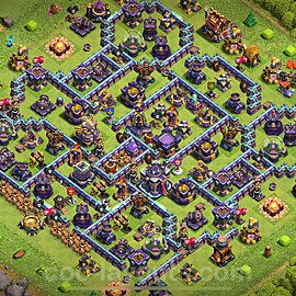 TH15 Trophy Base Plan with Link, Hybrid, Copy Town Hall 15 Base Design 2025, #73