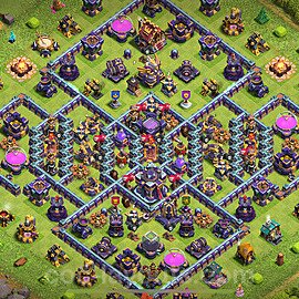 TH15 Trophy Base Plan with Link, Hybrid, Copy Town Hall 15 Base Design 2025, #79