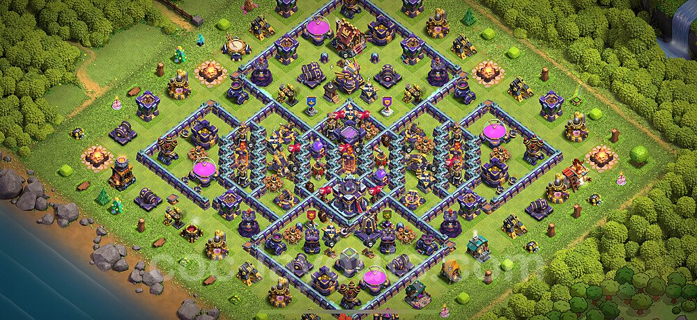 TH15 Trophy Base Plan with Link, Hybrid, Copy Town Hall 15 Base Design 2025, #79