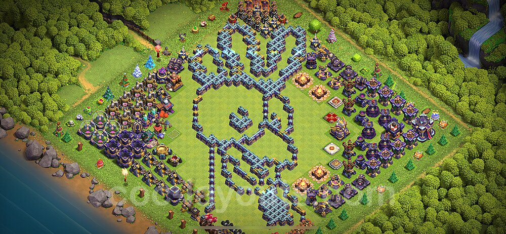 TH15 Funny Troll Base Plan with Link, Copy Town Hall 15 Art Design 2023, #11