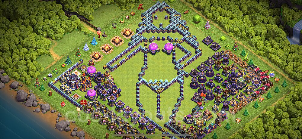 TH15 Funny Troll Base Plan with Link, Copy Town Hall 15 Art Design 2024, #14