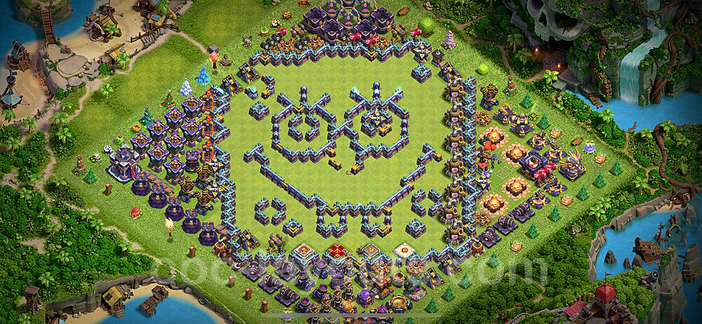 TH15 Funny Troll Base Plan with Link, Copy Town Hall 15 Art Design 2024, #16