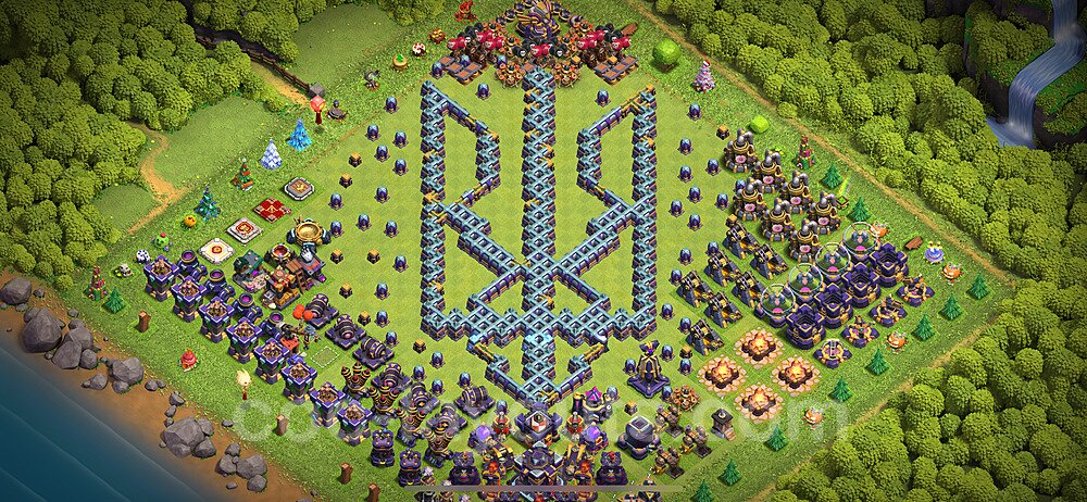 TH15 Funny Troll Base Plan with Link, Copy Town Hall 15 Art Design 2024, #17