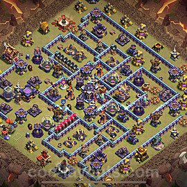 TH15 Anti 2 Stars CWL War Base Plan with Link, Copy Town Hall 15 Design 2025, #111