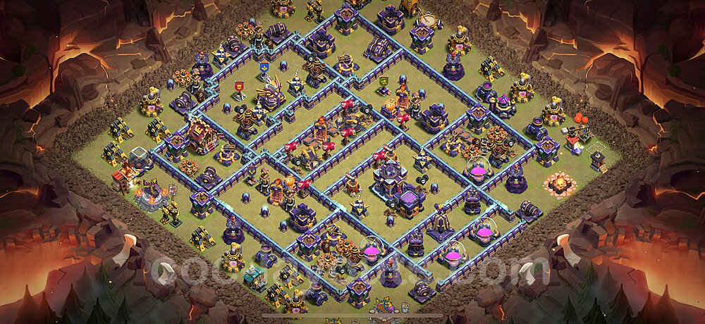 Diseño de aldea para Guerra Anti 3 Estrellas Ayuntamiento 15 Copiar - COC TH15 Perfecta Distribucion 2025 + Enlace - #119