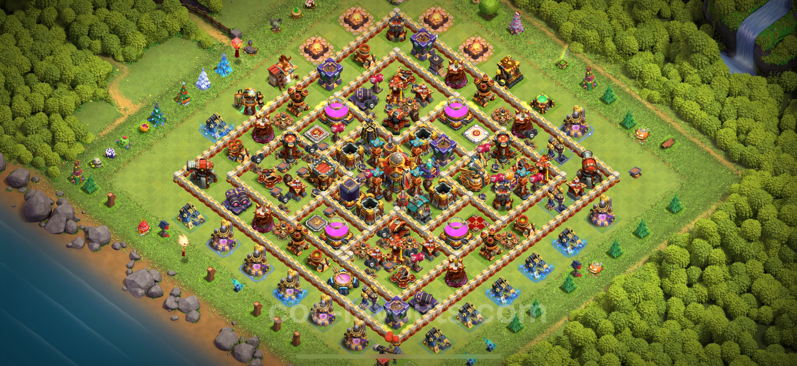 Trophy (Defense) Base TH16 with Link, Hybrid Clash of Clans 2024