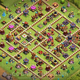 TH16 Anti 3 Stars Base Plan with Link, Hybrid, Copy Town Hall 16 Base Design 2024, #11