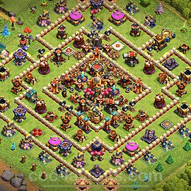 Anti Everything TH16 Base Plan with Link, Hybrid, Copy Town Hall 16 Design 2024, #13