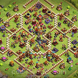 TH16 Trophy Base Plan with Link, Copy Town Hall 16 Base Design 2025, #36