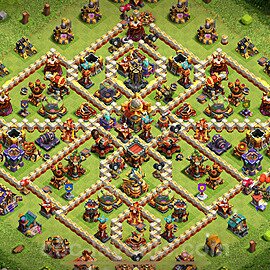Ustawienie bazy do obrony TH16 z linkiem, Hybrydowy - Ratusz poziom 16 - COC 2025 - #60
