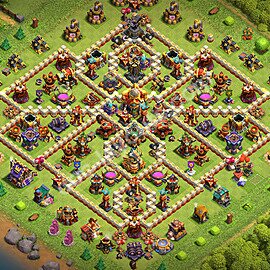 Diseño de aldea Anti 2 Estrellas Ayuntamiento 16 Copiar, Híbrido - COC TH16 Perfecta Distribucion 2026 + Enlace - #60