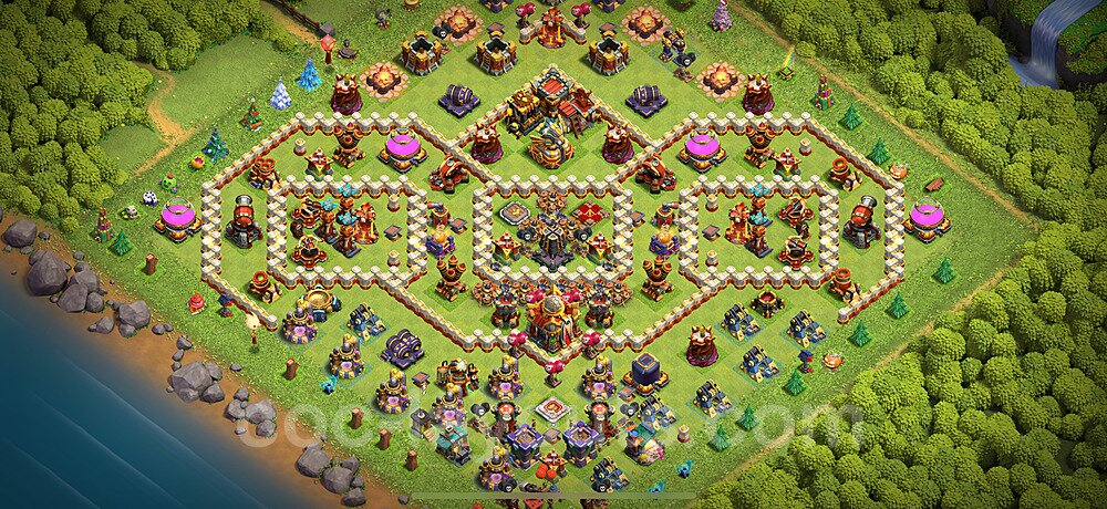 TH16 Trophy Base Plan with Link, Copy Town Hall 16 Base Design 2024, #23