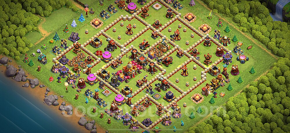 Diseño de aldea Anti 3 Estrellas Ayuntamiento 16 Copiar, Anti Todo - COC TH16 Perfecta Distribucion 2024 + Enlace - #26