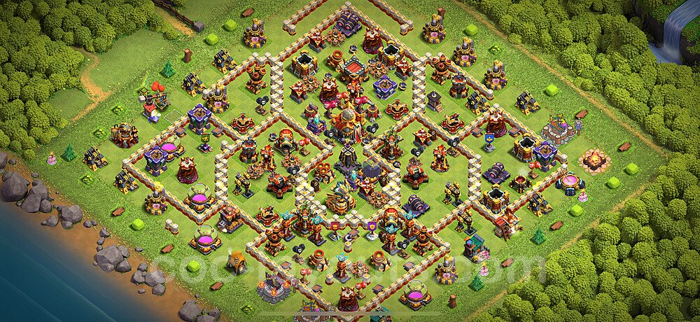 TH16 Trophy Base Plan with Link, Copy Town Hall 16 Base Design 2025, #36