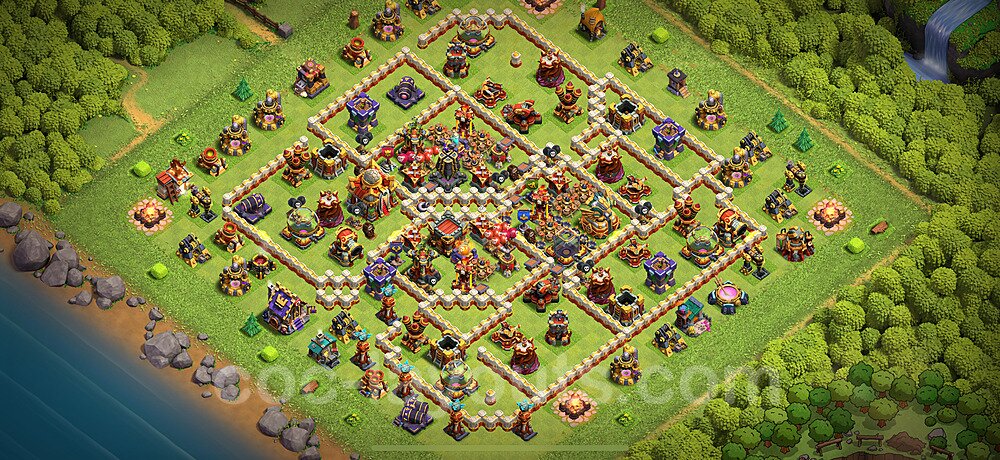 Diseño de aldea Anti 3 Estrellas Ayuntamiento 16 Copiar, Híbrido - COC TH16 Perfecta Distribucion 2025 + Enlace - #50
