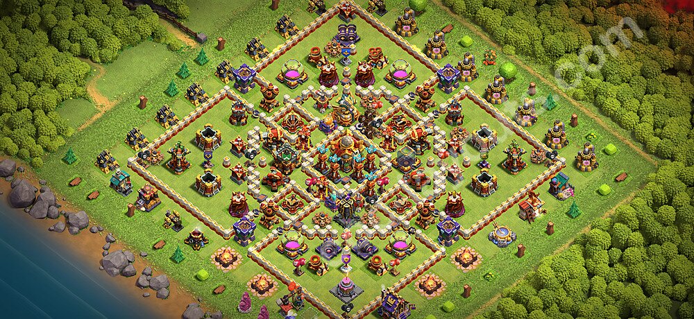 Diseño de aldea Anti 2 Estrellas Ayuntamiento 16 Copiar, Híbrido - COC TH16 Perfecta Distribucion 2026 + Enlace - #52