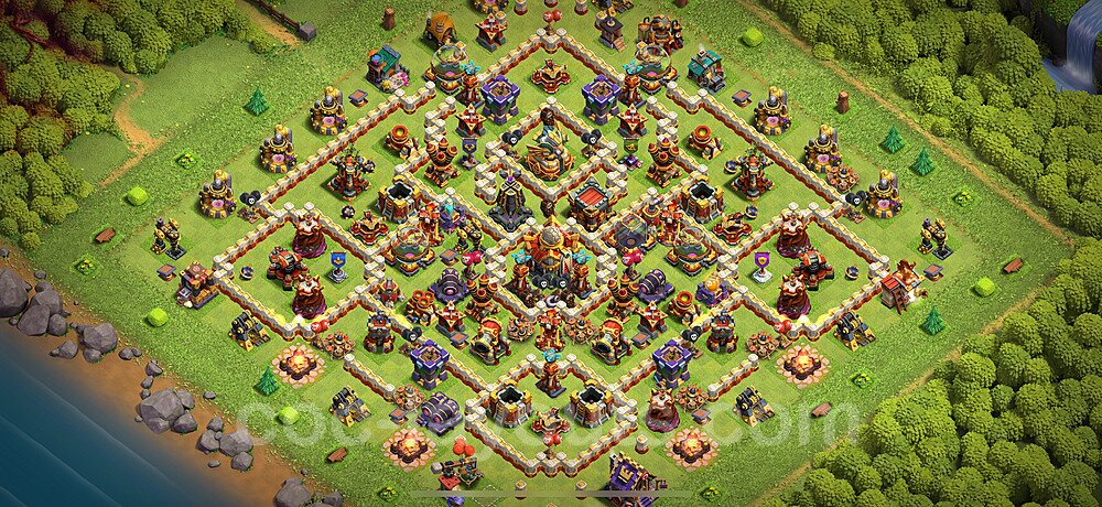 Diseño de aldea Anti 2 Estrellas Ayuntamiento 16 Copiar, Liga de Leyenda - COC TH16 Perfecta Distribucion 2025 + Enlace - #53