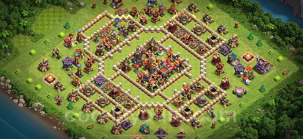 Diseño de aldea para Defensa Ayuntamiento 16 Copiar, Liga de Leyenda - COC TH16 Perfecta Distribucion 2025 + Enlace - #63