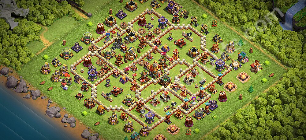 Diseño de aldea para Defensa Ayuntamiento 16 Copiar, Liga de Leyenda - COC TH16 Perfecta Distribucion 2026 + Enlace - #68