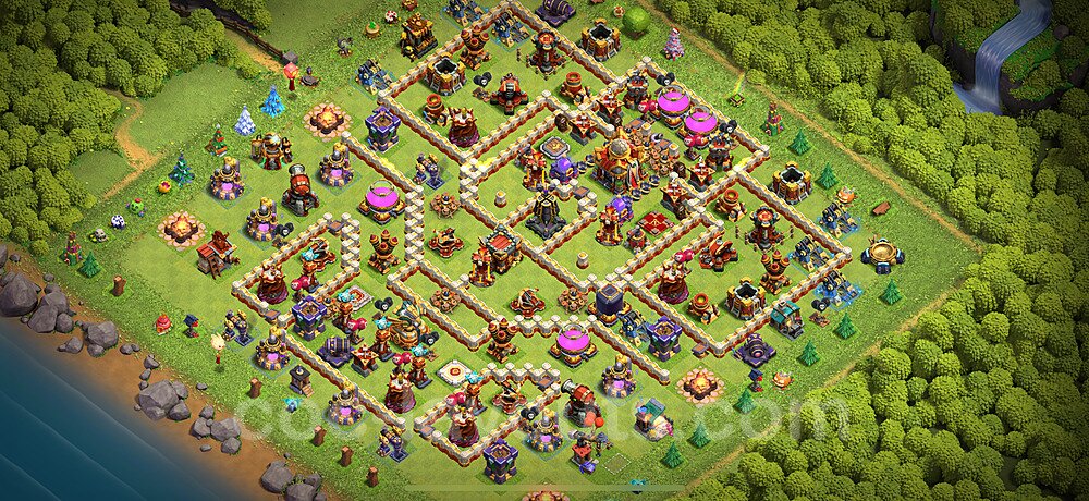 TH16 Trophy Base Plan with Link, Legend League, Copy Town Hall 16 Base Design 2024, #9