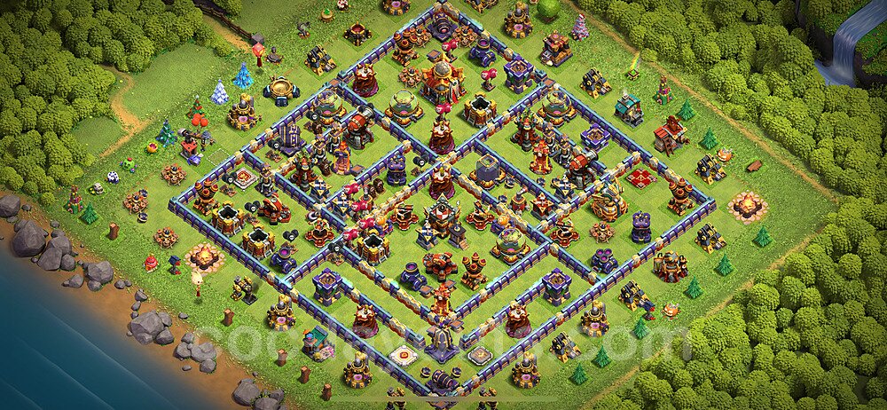 Base plan TH16 (design / layout) with Link, Anti 3 Stars for Farming 2024, #17