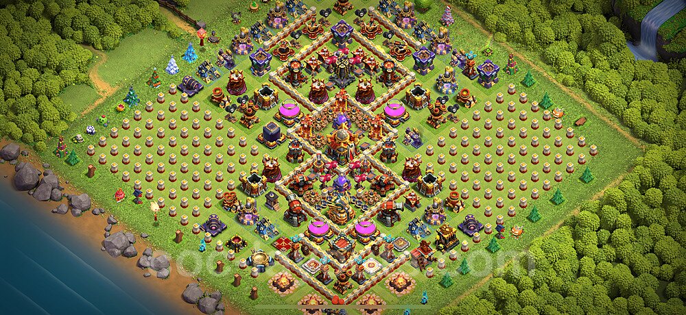 TH16 Funny Troll Base Plan with Link, Copy Town Hall 16 Art Design 2024, #6