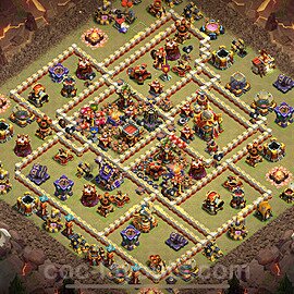 Diseño de aldea para Guerra Anti 3 Estrellas Ayuntamiento 16 Copiar - COC TH16 Perfecta Distribucion 2025 + Enlace - #102