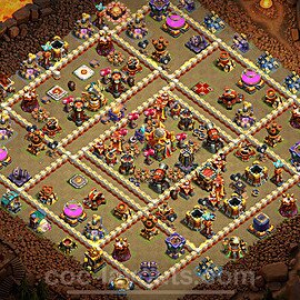 TH16 Anti 2 Stars CWL War Base Plan with Link, Copy Town Hall 16 Design 2024, #11